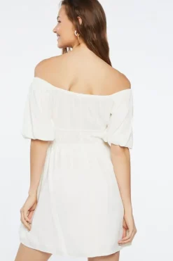 Off-The-Shoulder Peasant Mini Dress