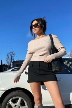 Off-The-Shoulder Sweater-Knit Top