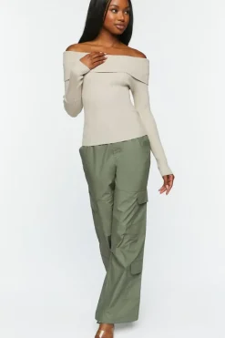 Off-The-Shoulder Sweater-Knit Top