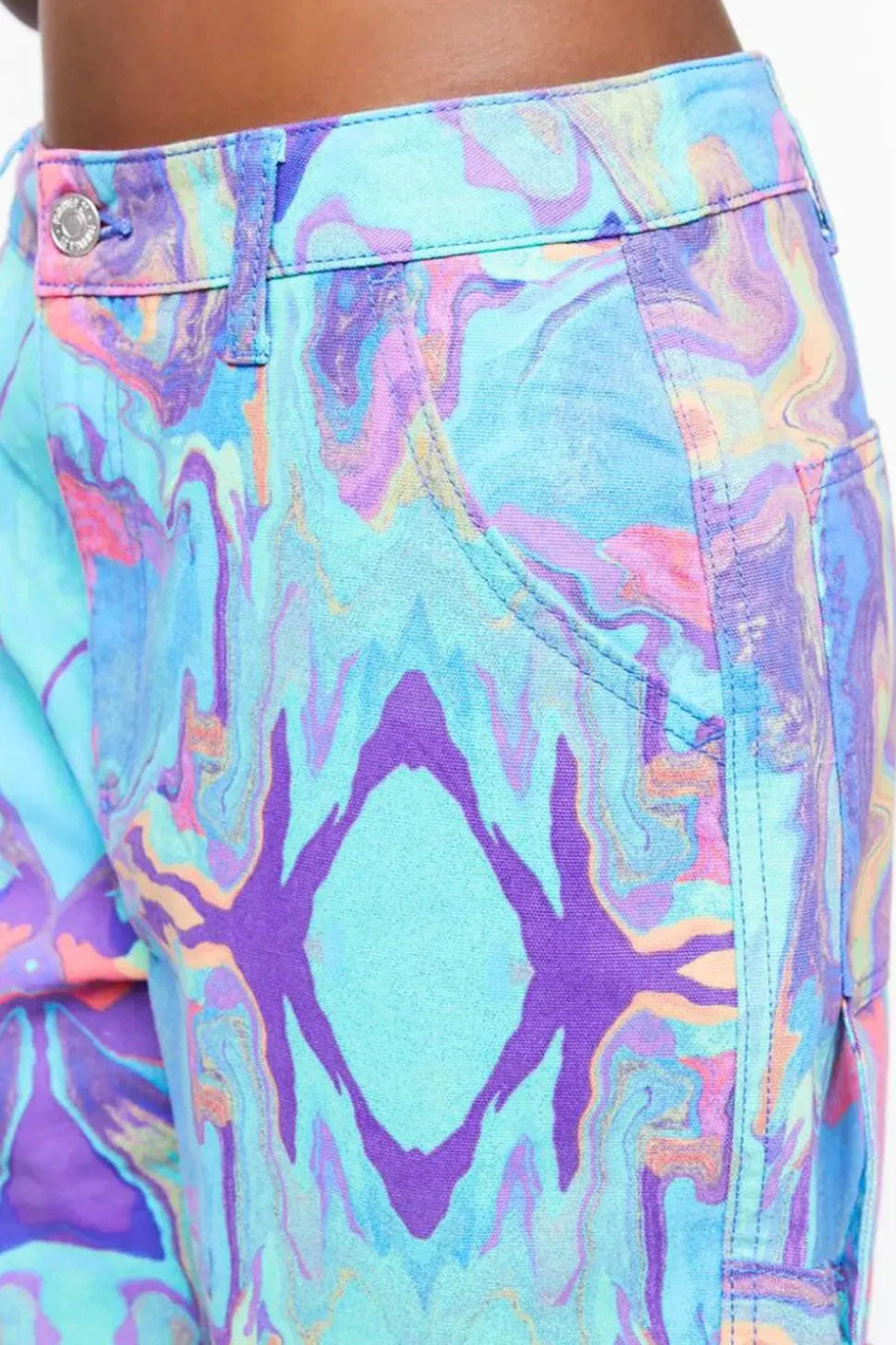 Oil Slick Print High-Rise Pants