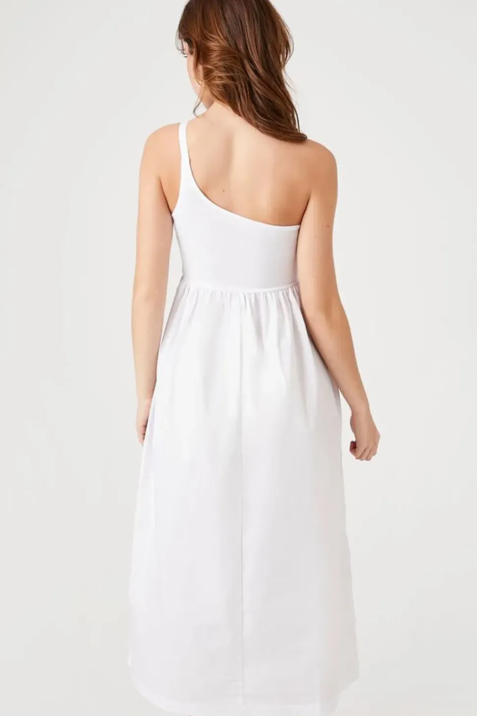 One-Shoulder Babydoll Midi Dress