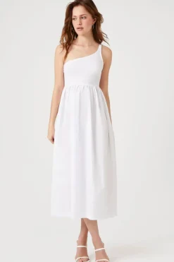 One-Shoulder Babydoll Midi Dress