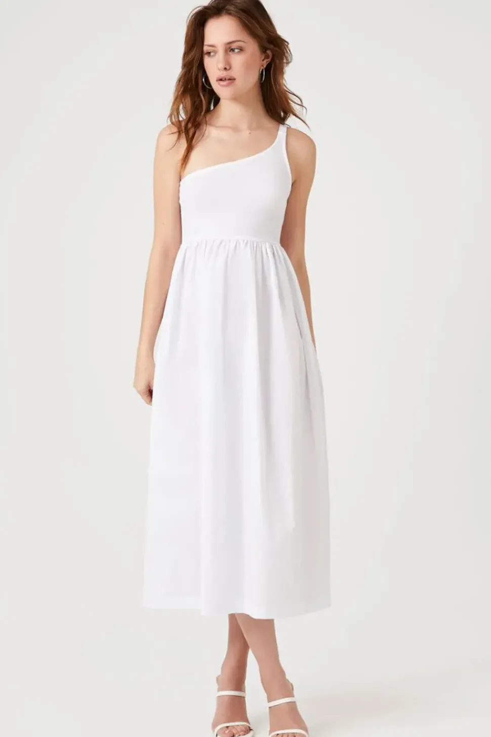 One-Shoulder Babydoll Midi Dress