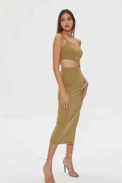 One-Shoulder Cami Midi Dress