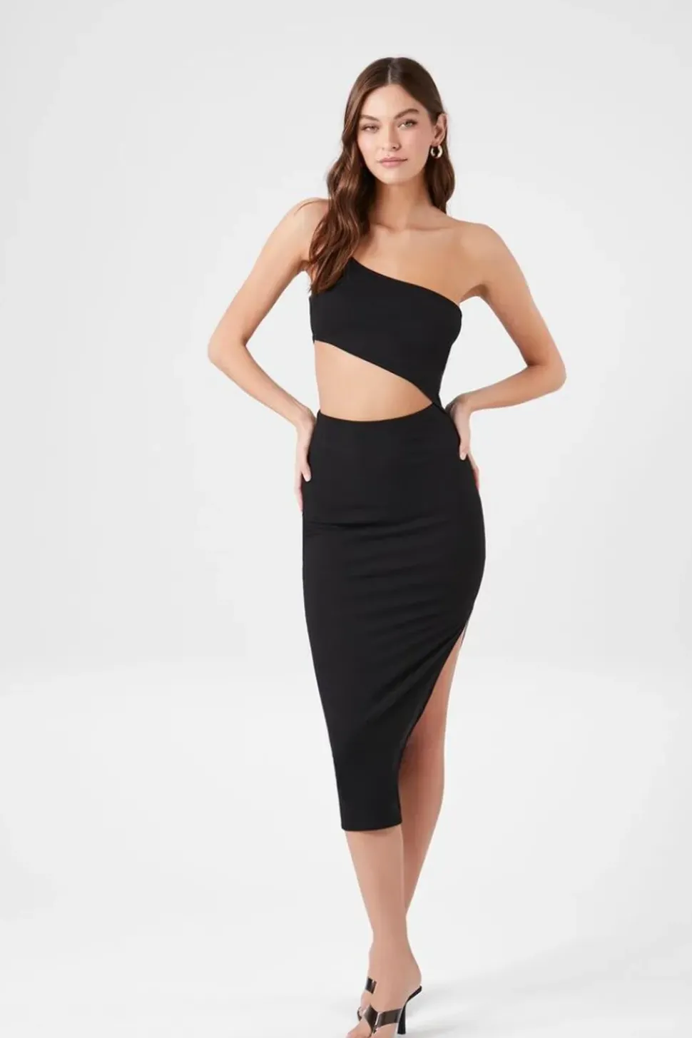 One-Shoulder Cutout Midi Dress