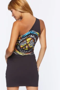 One-Shoulder Graphic T-Shirt Dress
