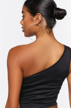 One-Shoulder Lace-Up Crop Top