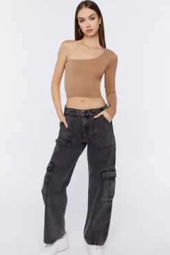 One-Shoulder Long Crop Top