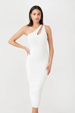 One-Shoulder Midi Sweater Dress