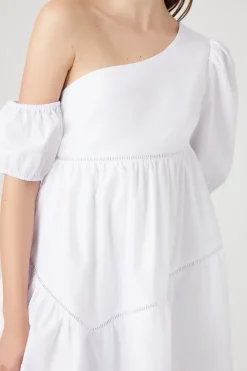One-Shoulder Poplin Babydoll Dress