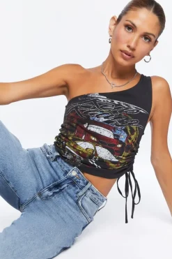 One-Shoulder Reno Racing Graphic Top