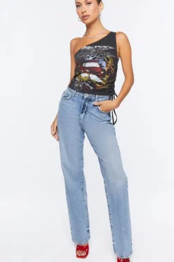 One-Shoulder Reno Racing Graphic Top