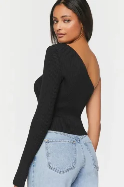 One-Shoulder Sweater-Knit Top