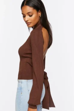 Open-Back Mock Neck Sweater