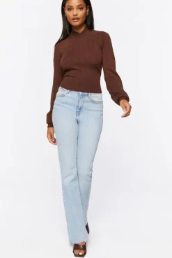 Open-Back Mock Neck Sweater