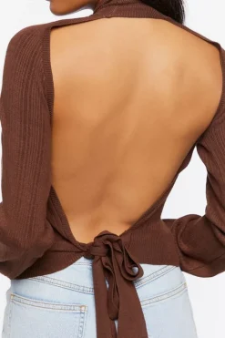 Open-Back Mock Neck Sweater
