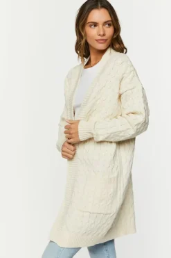 Open-Front Cable Knit Cardigan Sweater