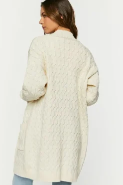 Open-Front Cable Knit Cardigan Sweater