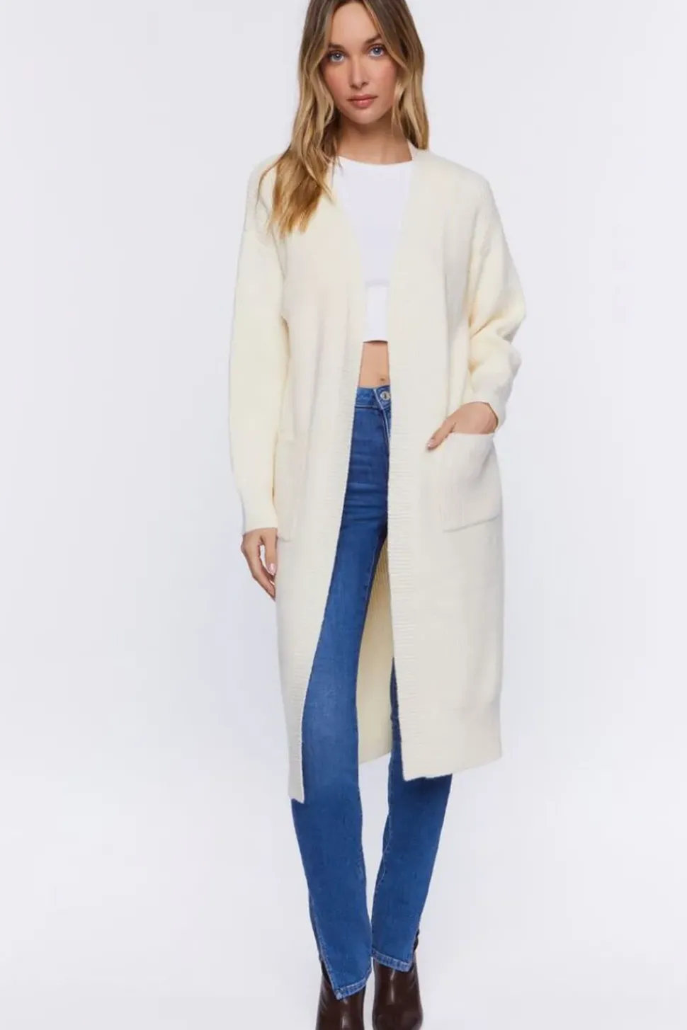 Open-Front Longline Cardigan Sweater