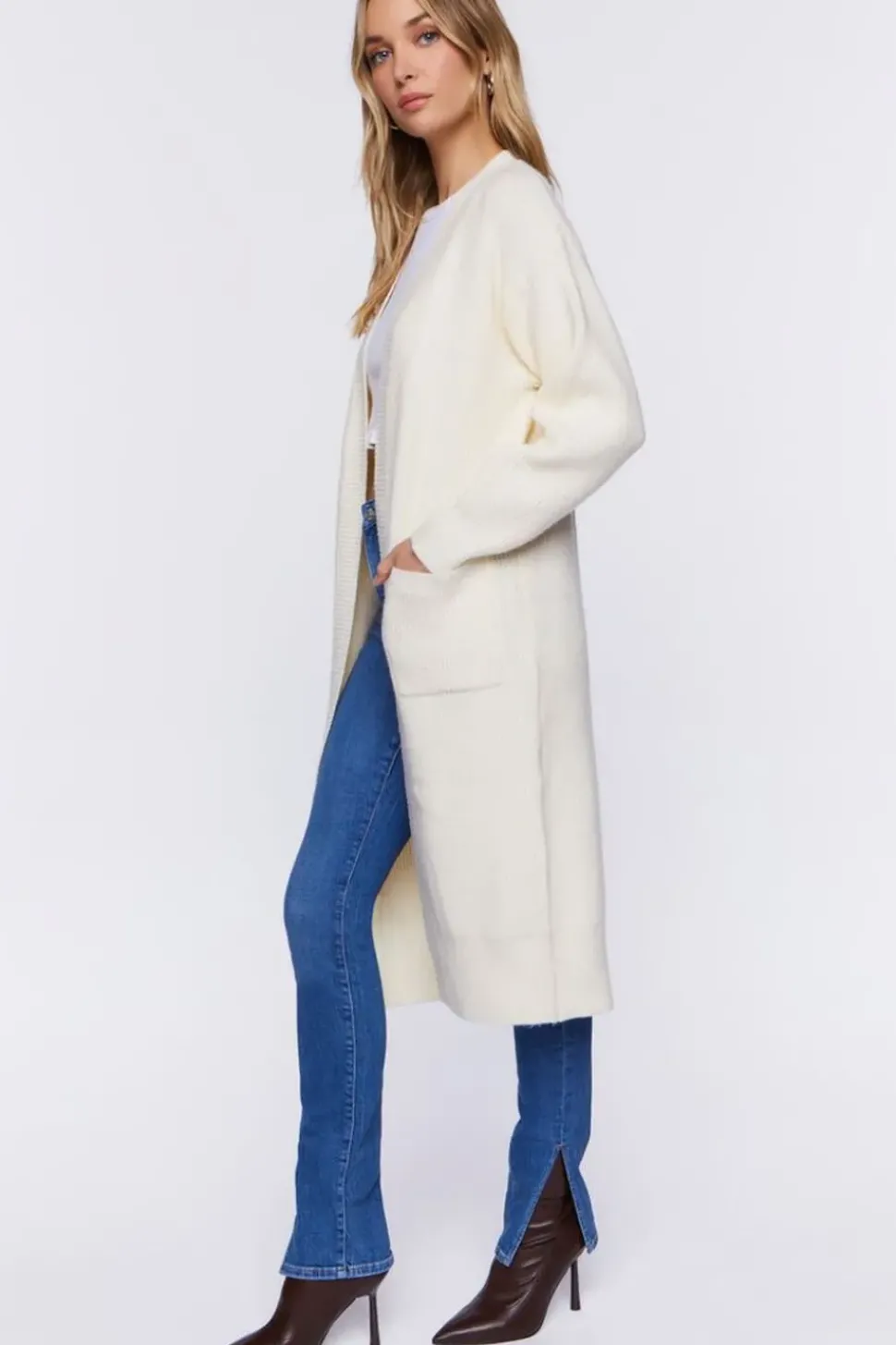 Open-Front Longline Cardigan Sweater
