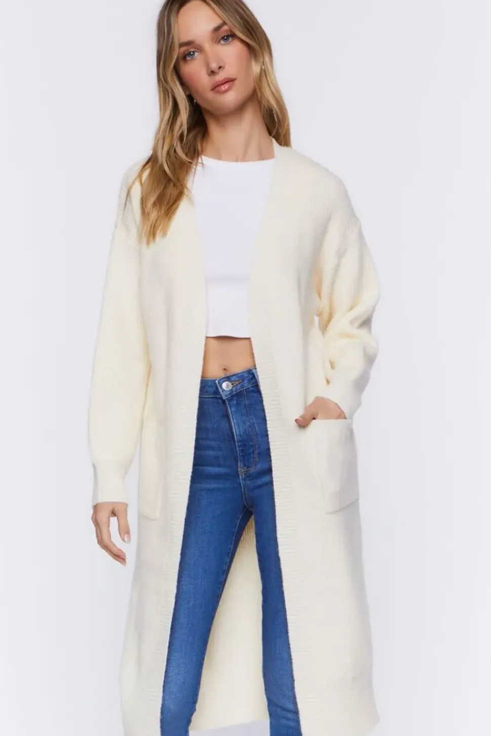 Open-Front Longline Cardigan Sweater