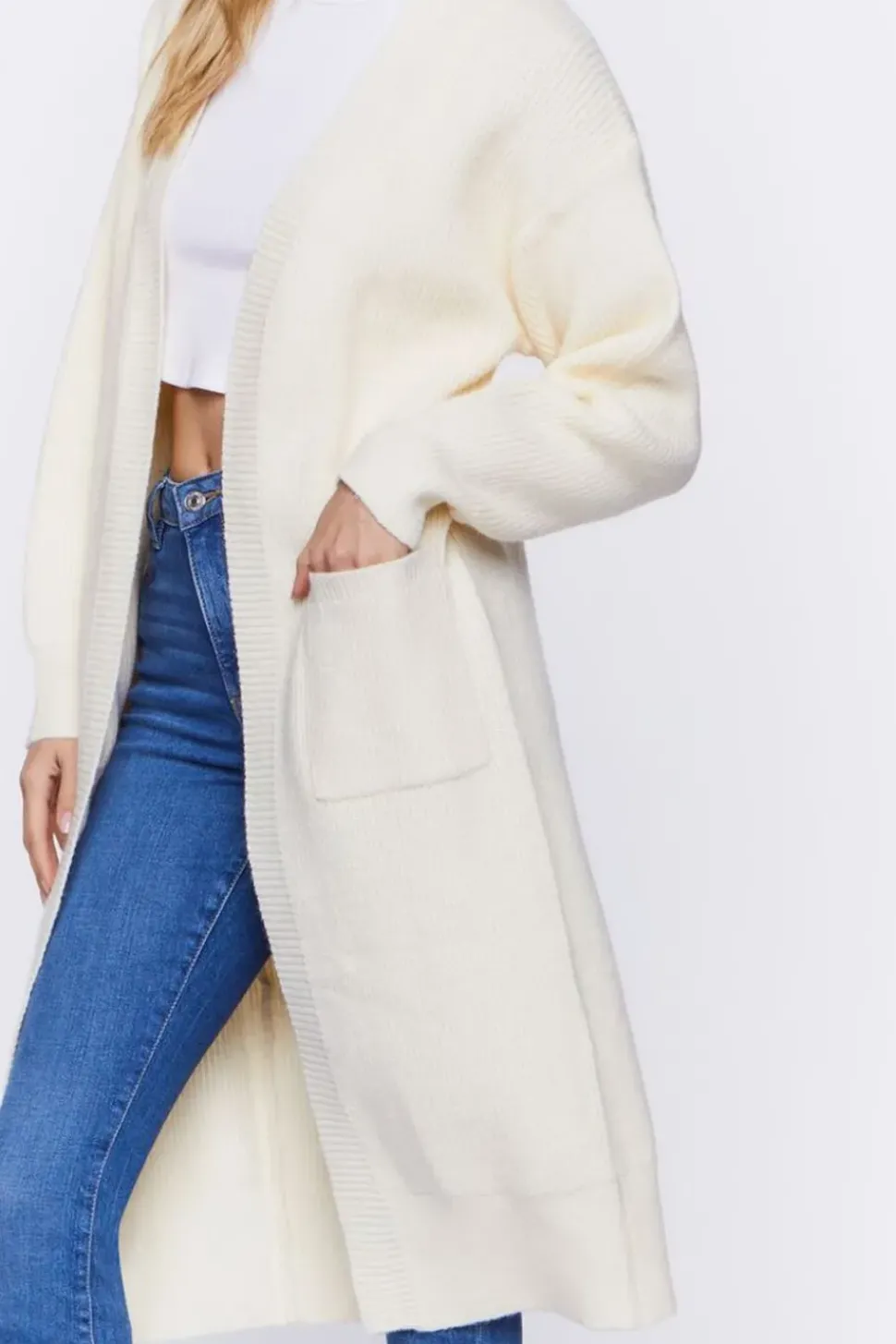 Open-Front Longline Cardigan Sweater
