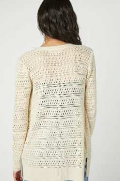 Open-Front Pointelle Cardigan Sweater
