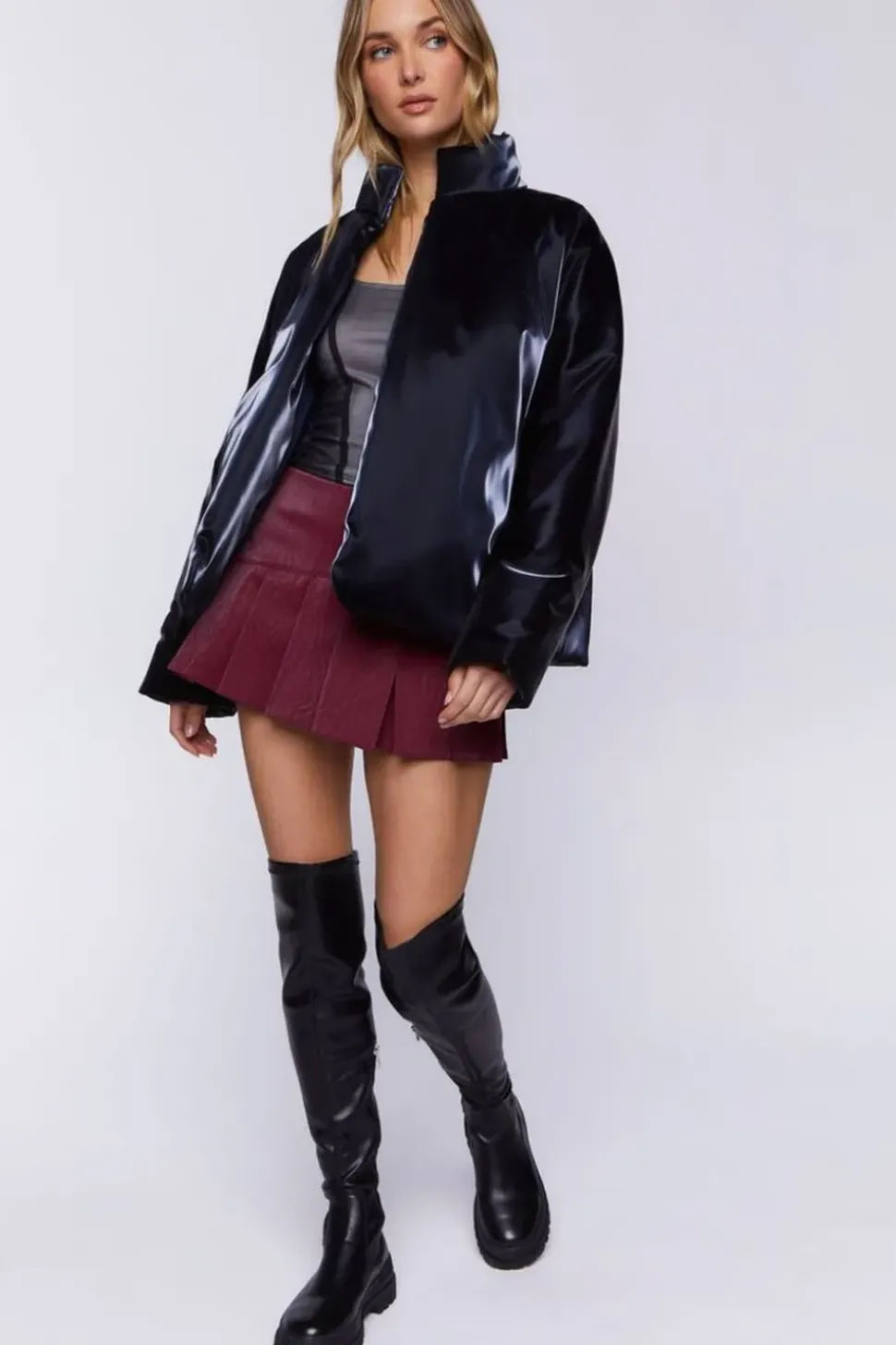 Open-Front Puffer Jacket