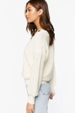 Open-Knit Buttoned Sweater