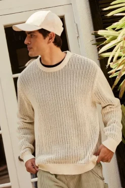 Open-Knit Crew Sweater