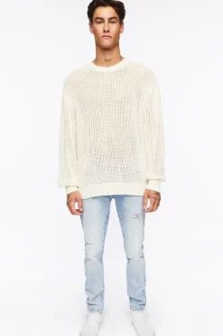 Open-Knit Crew Sweater