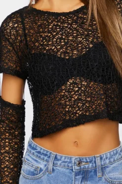 Open-Knit Crop Top