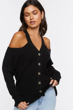 Open-Shoulder Sweater-Knit Top
