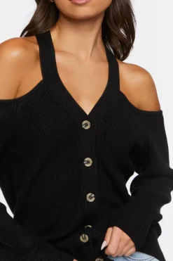 Open-Shoulder Sweater-Knit Top