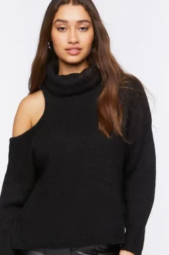 Open-Shoulder Turtleneck Sweater