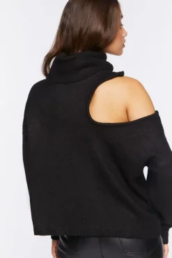 Open-Shoulder Turtleneck Sweater