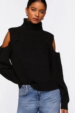 Open-Shoulder Turtleneck Sweater