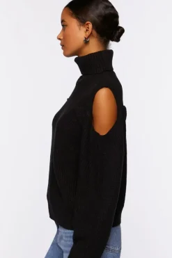 Open-Shoulder Turtleneck Sweater