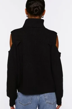 Open-Shoulder Turtleneck Sweater