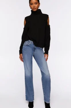 Open-Shoulder Turtleneck Sweater