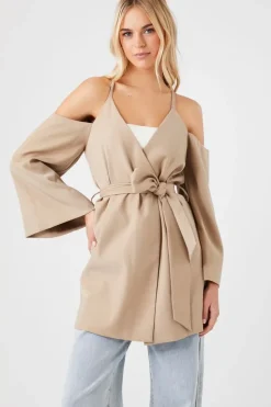 Open-Shoulder Wrap Jacket