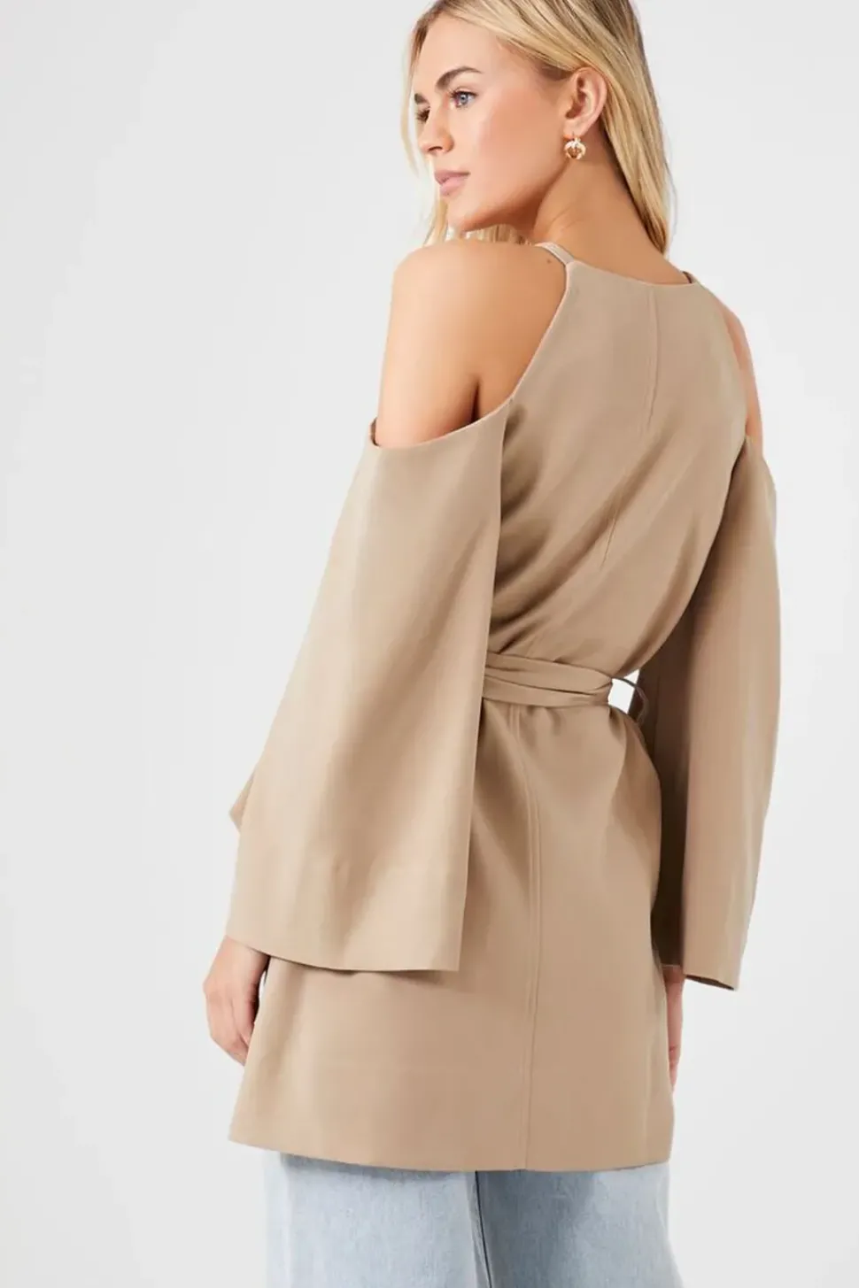 Open-Shoulder Wrap Jacket