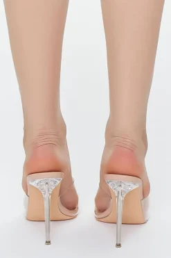 Open-Toe Lucite Stiletto Heels
