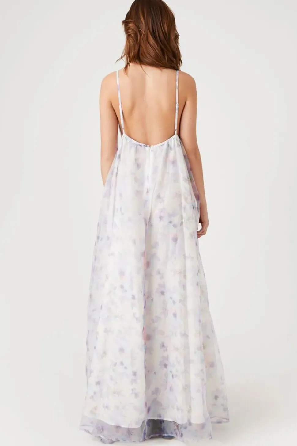 Organza Floral Print Maxi Dress