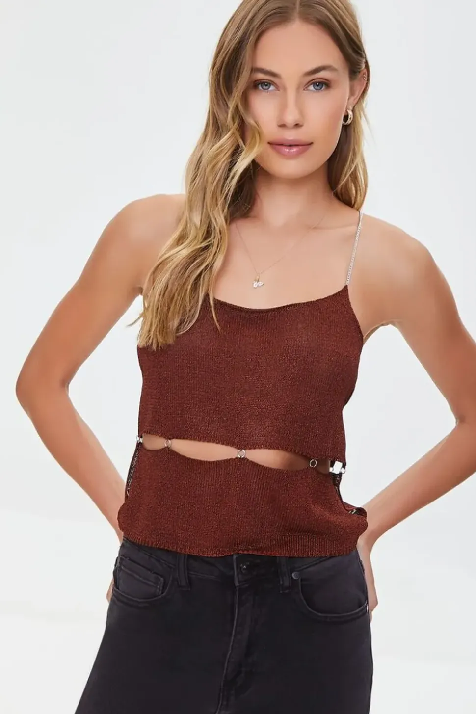 O-Ring Cutout Sweater-Knit Cami