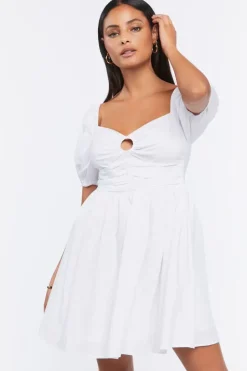 O-Ring Puff-Sleeve Mini Dress