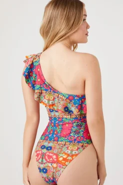 Ornate One-Shoulder One-Piece Swimsuit