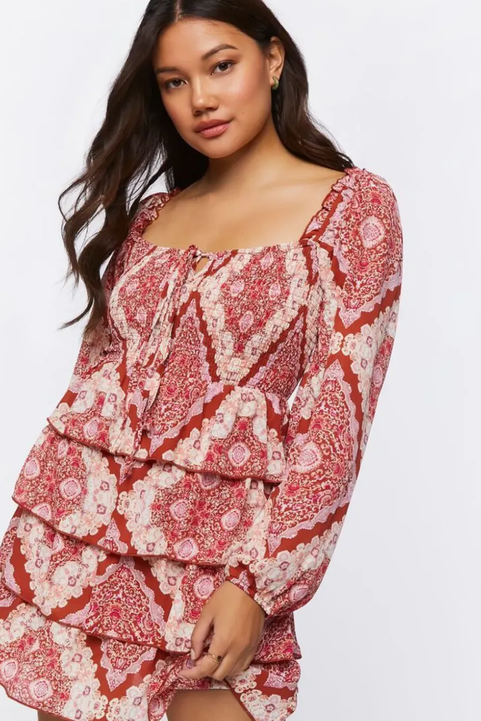 Ornate Paisley Print Mini Dress