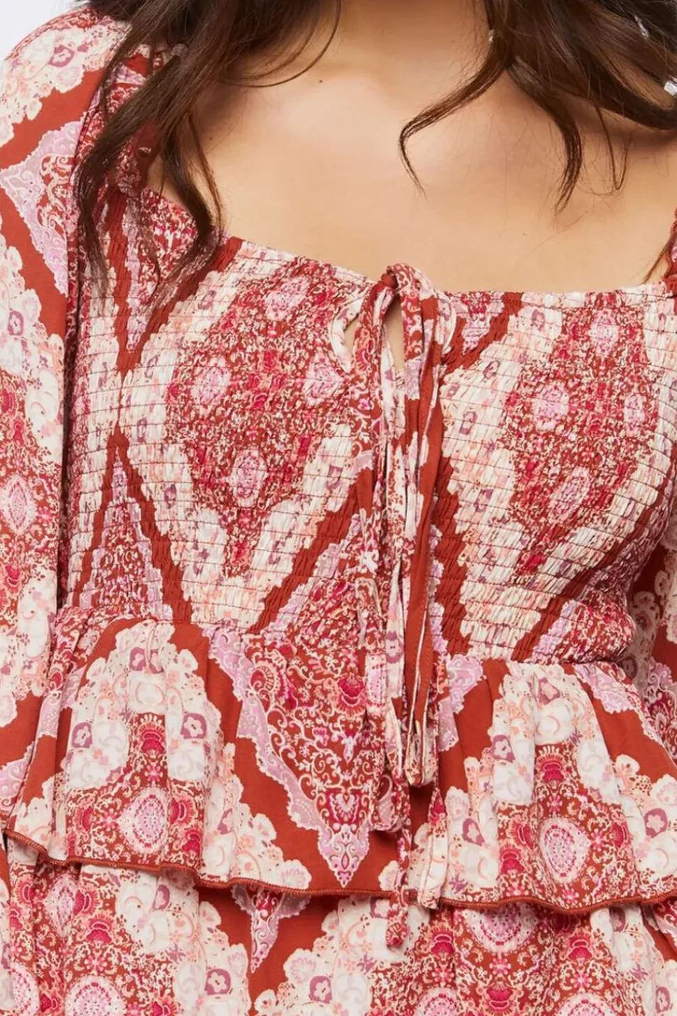 Ornate Paisley Print Mini Dress
