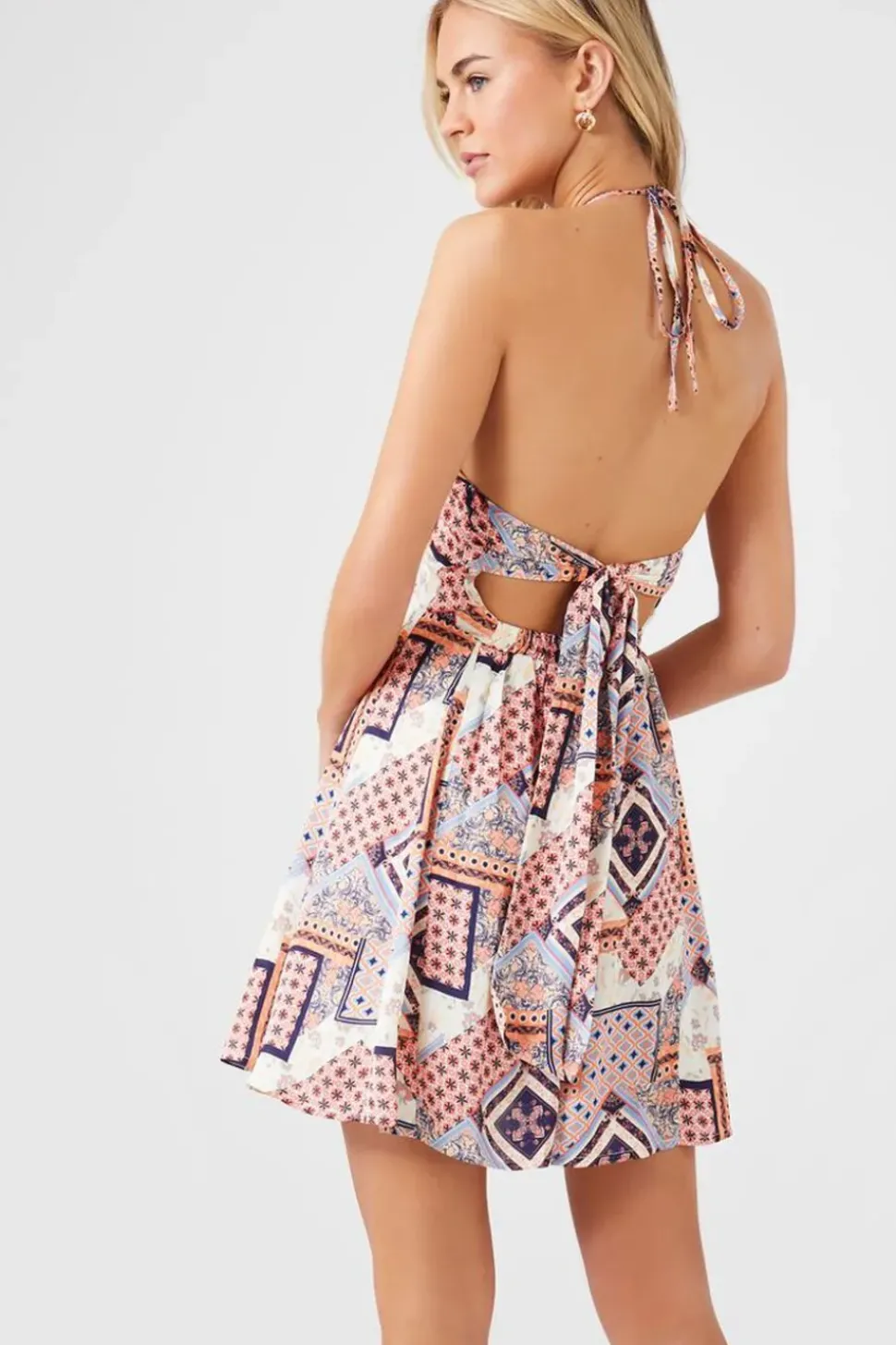 Ornate Patchwork Halter Dress